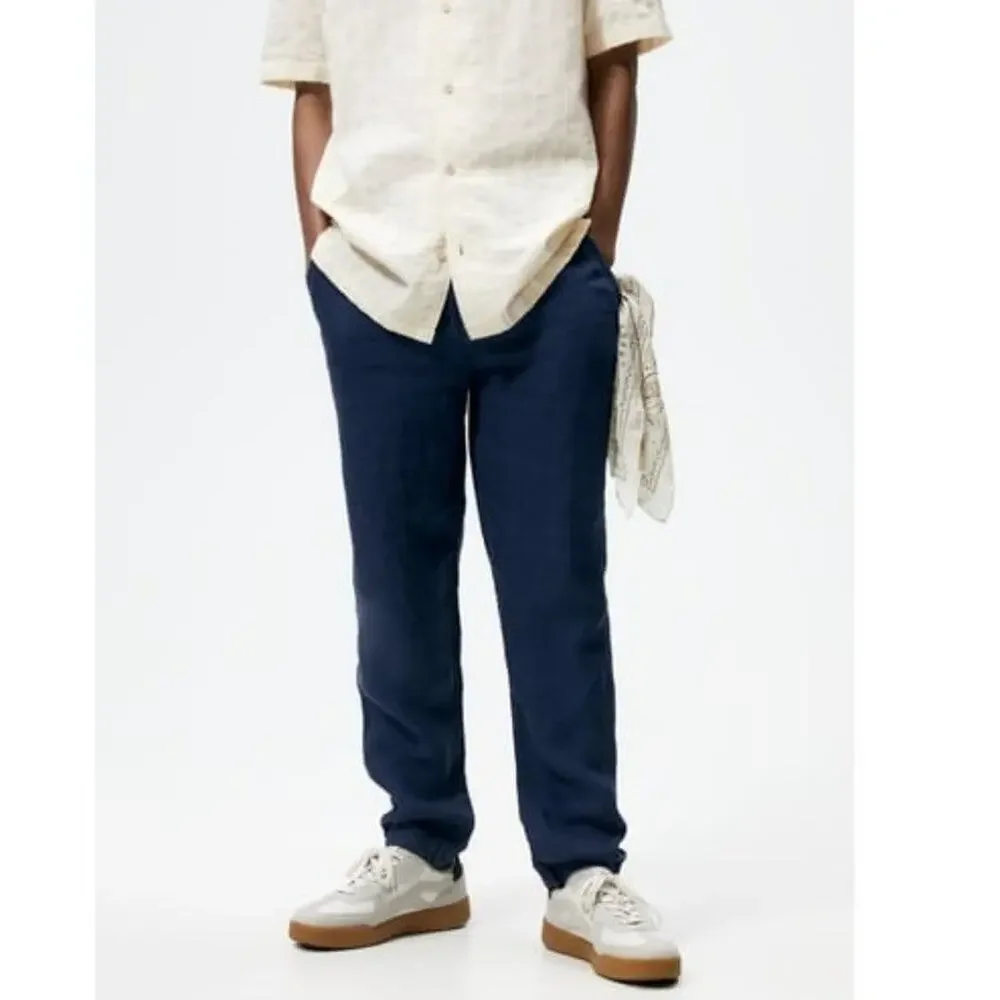 NWT Zara Men's Blue Linen Pants Size XXL Style 0706/433/01